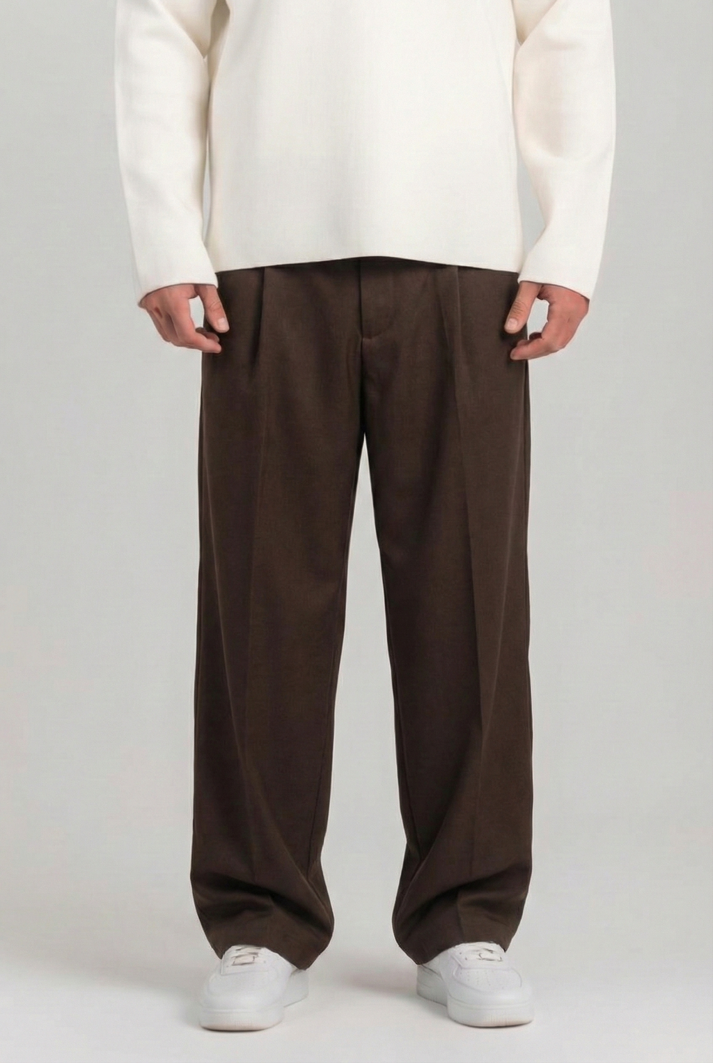 Brown Baggy Tailored Pants
