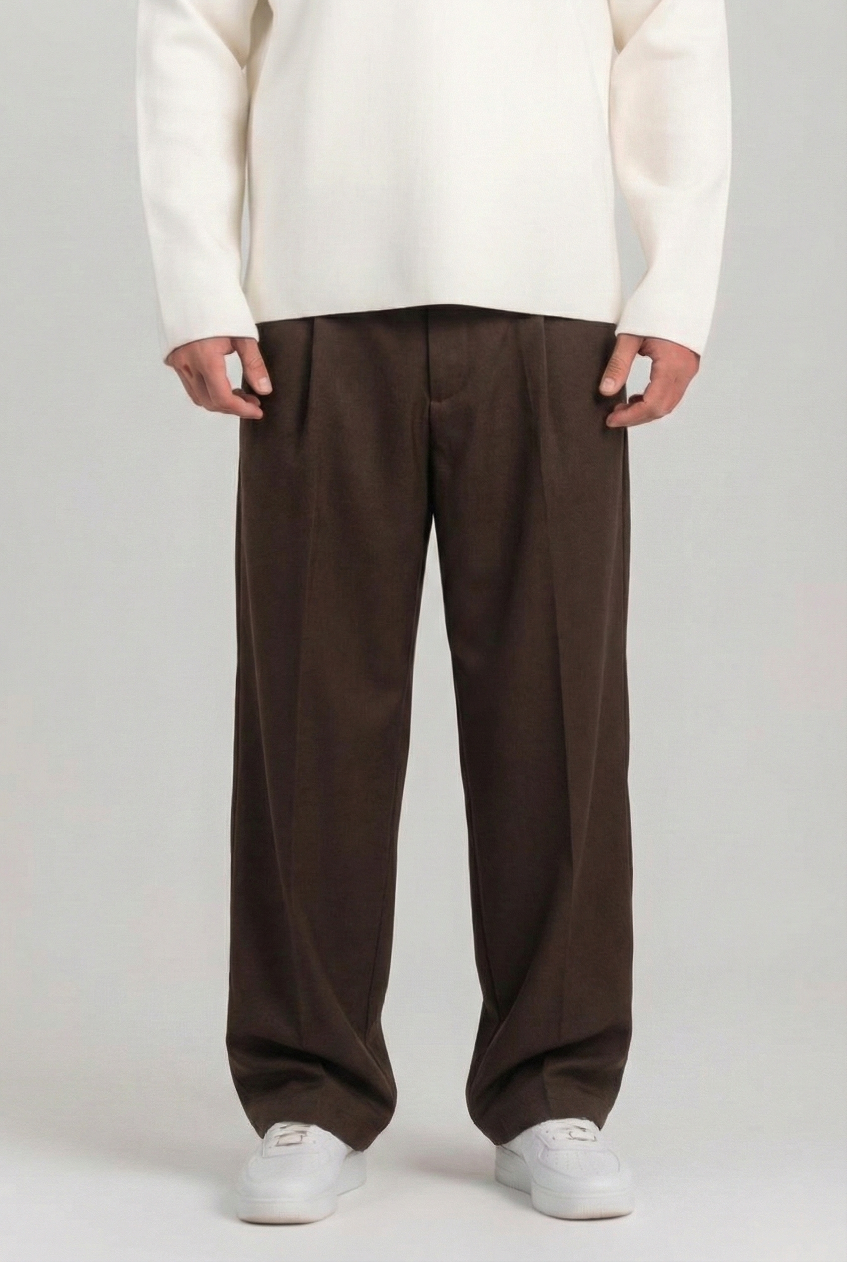 Brown Baggy Tailored Pants