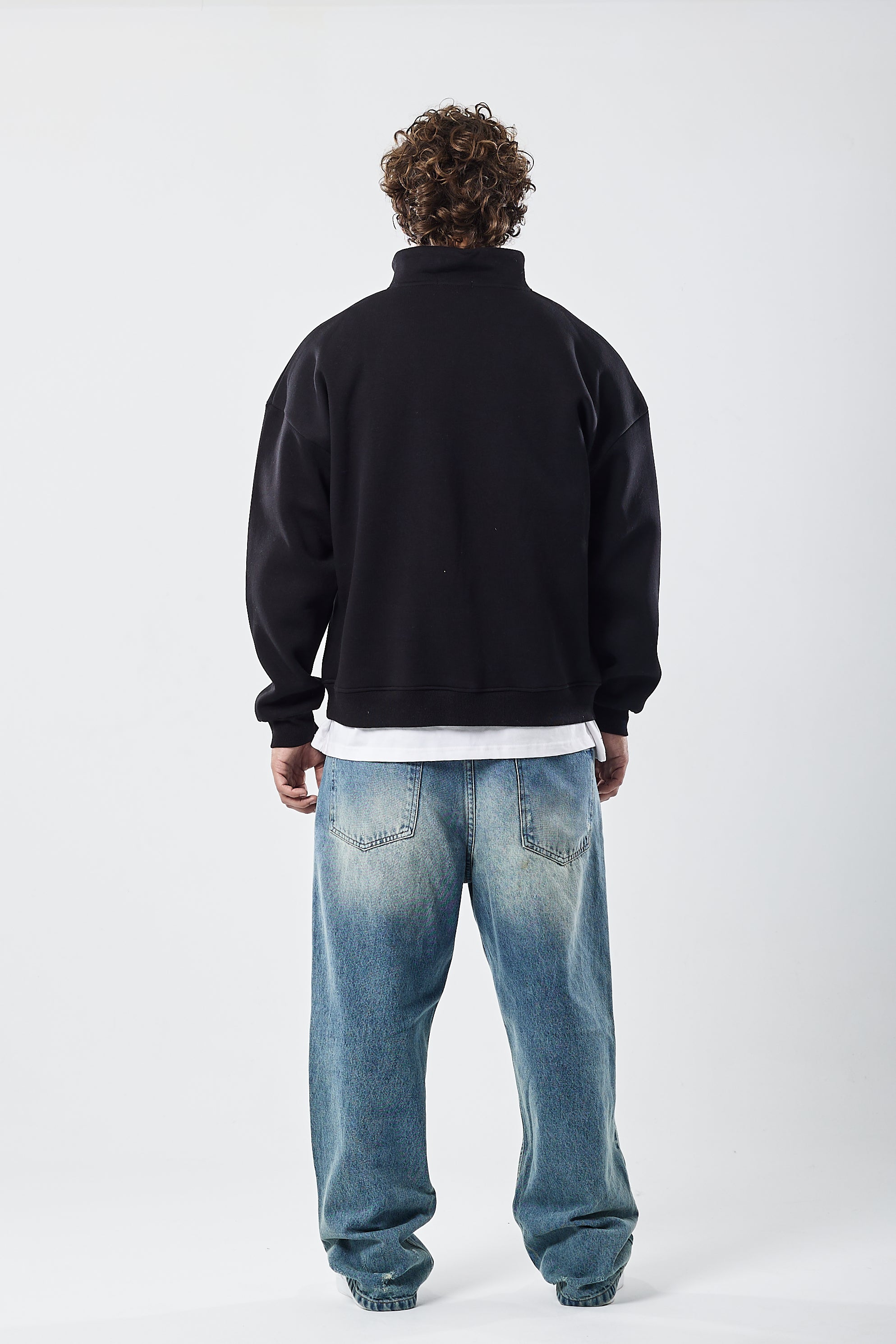 Half-zip sweatshirt jet black