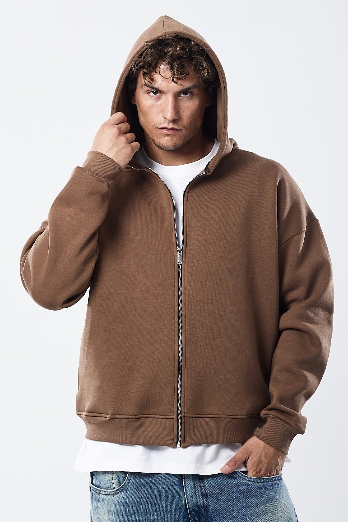 Zip-up hoodie v2 coffee brown