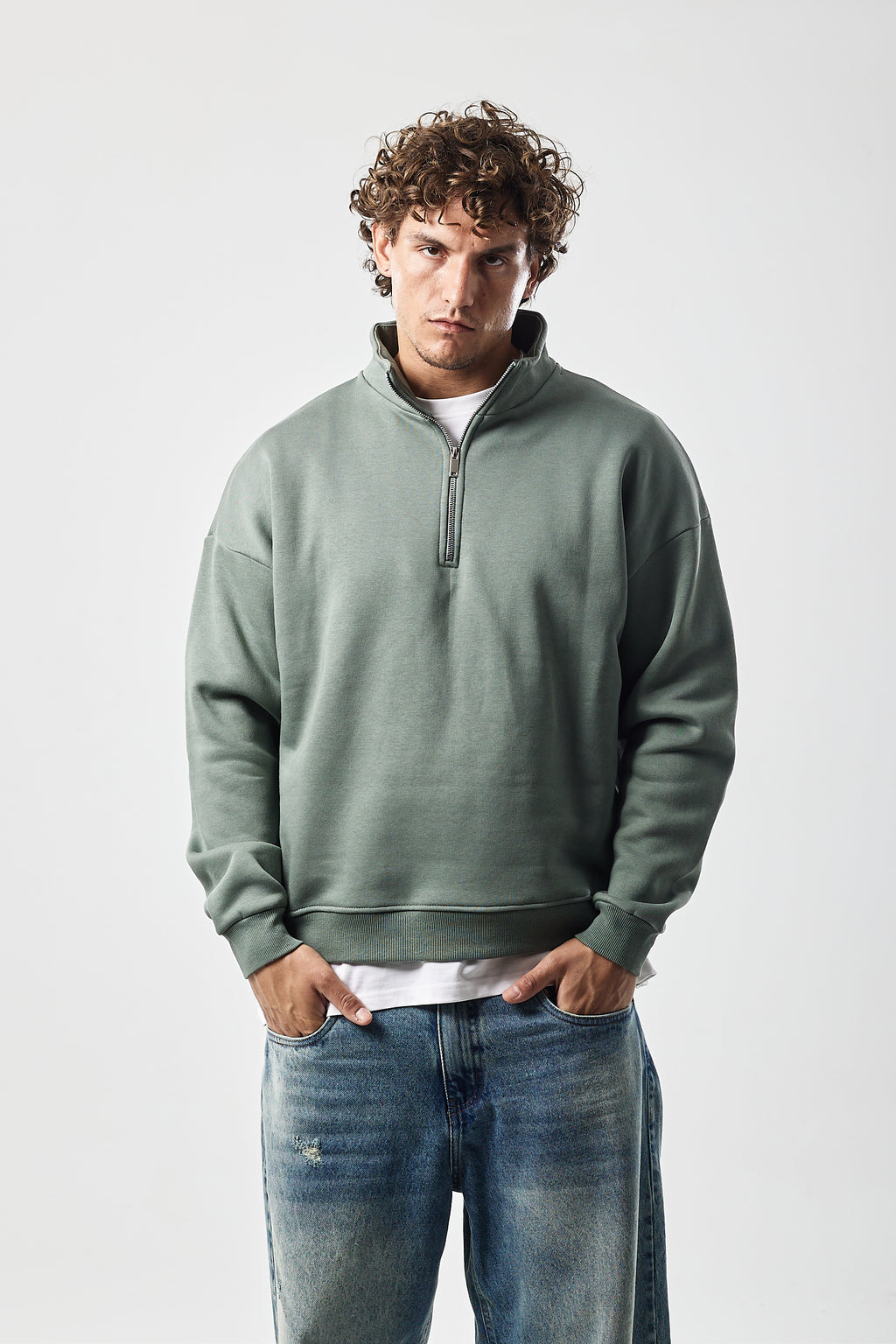 Half-zip sweatshirt Sage Green