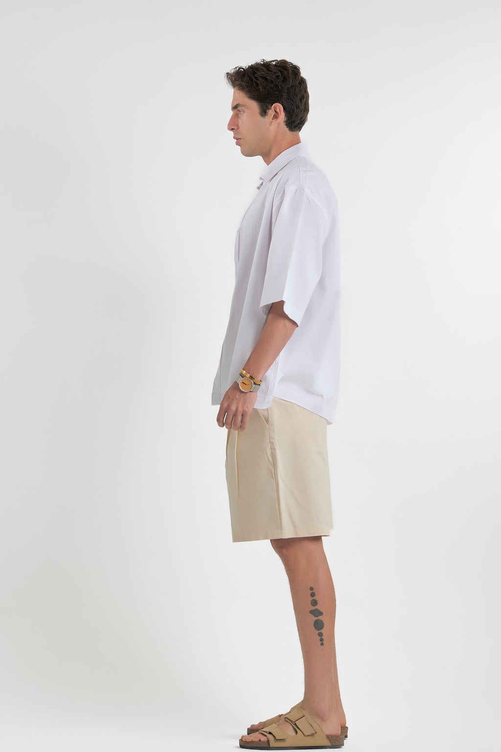 White Oversized Short Sleeve Linen Shirt