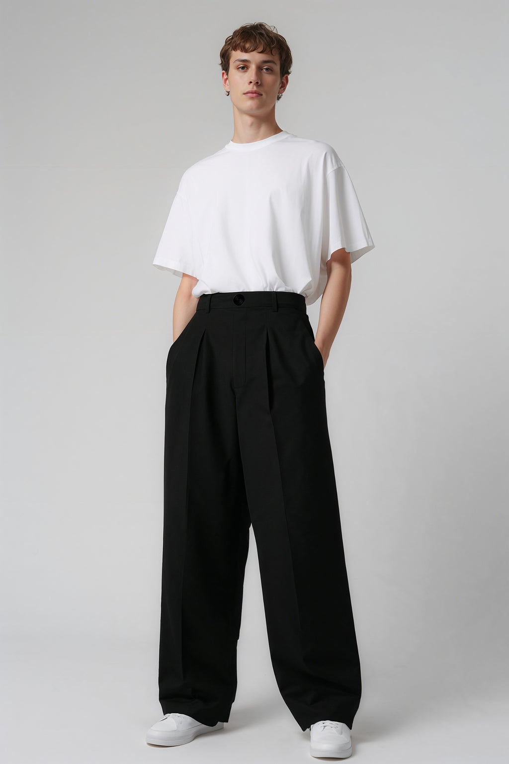 Baggy pleated pants black(NEW)