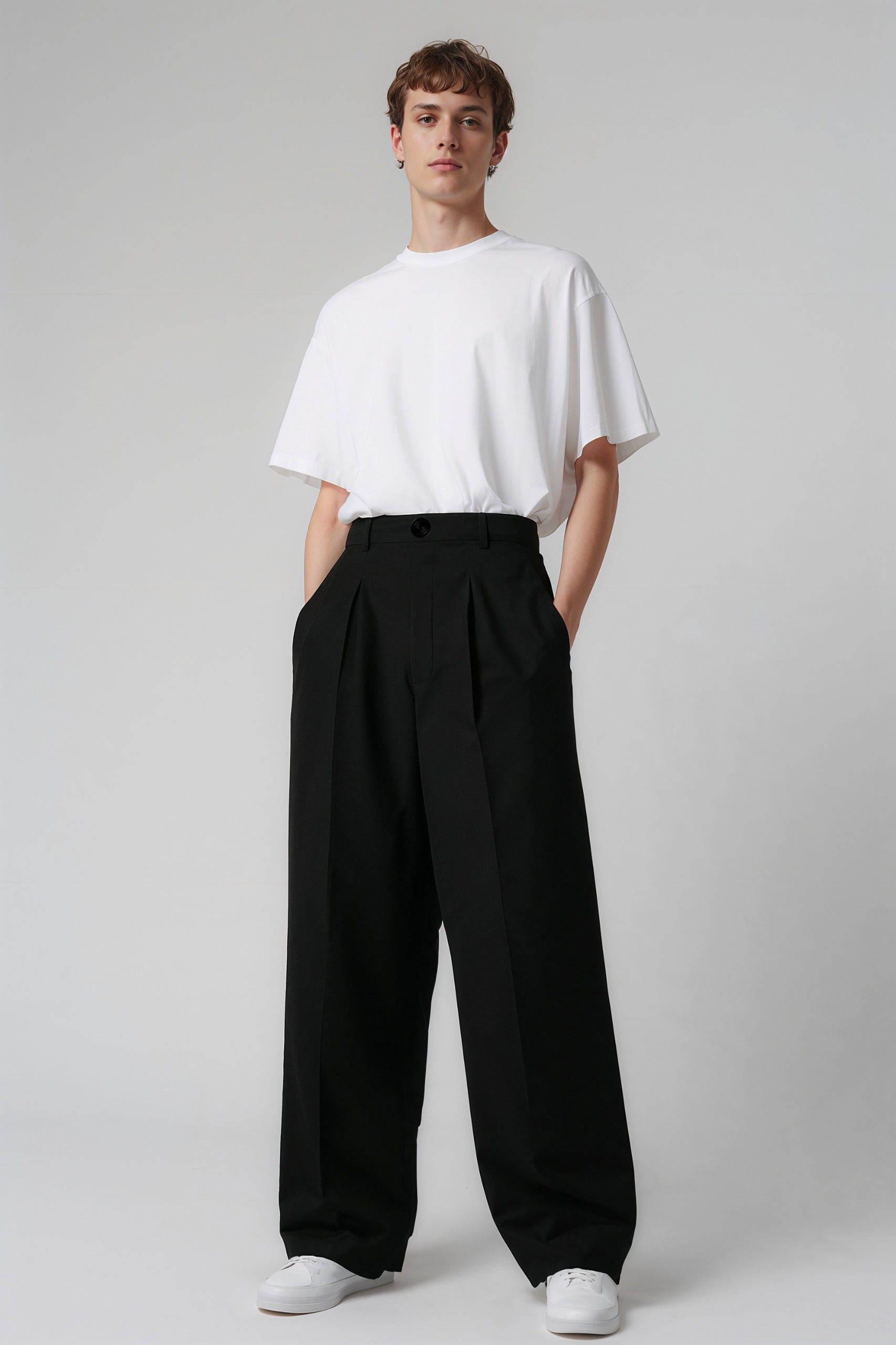 Baggy pleated pants black(NEW)