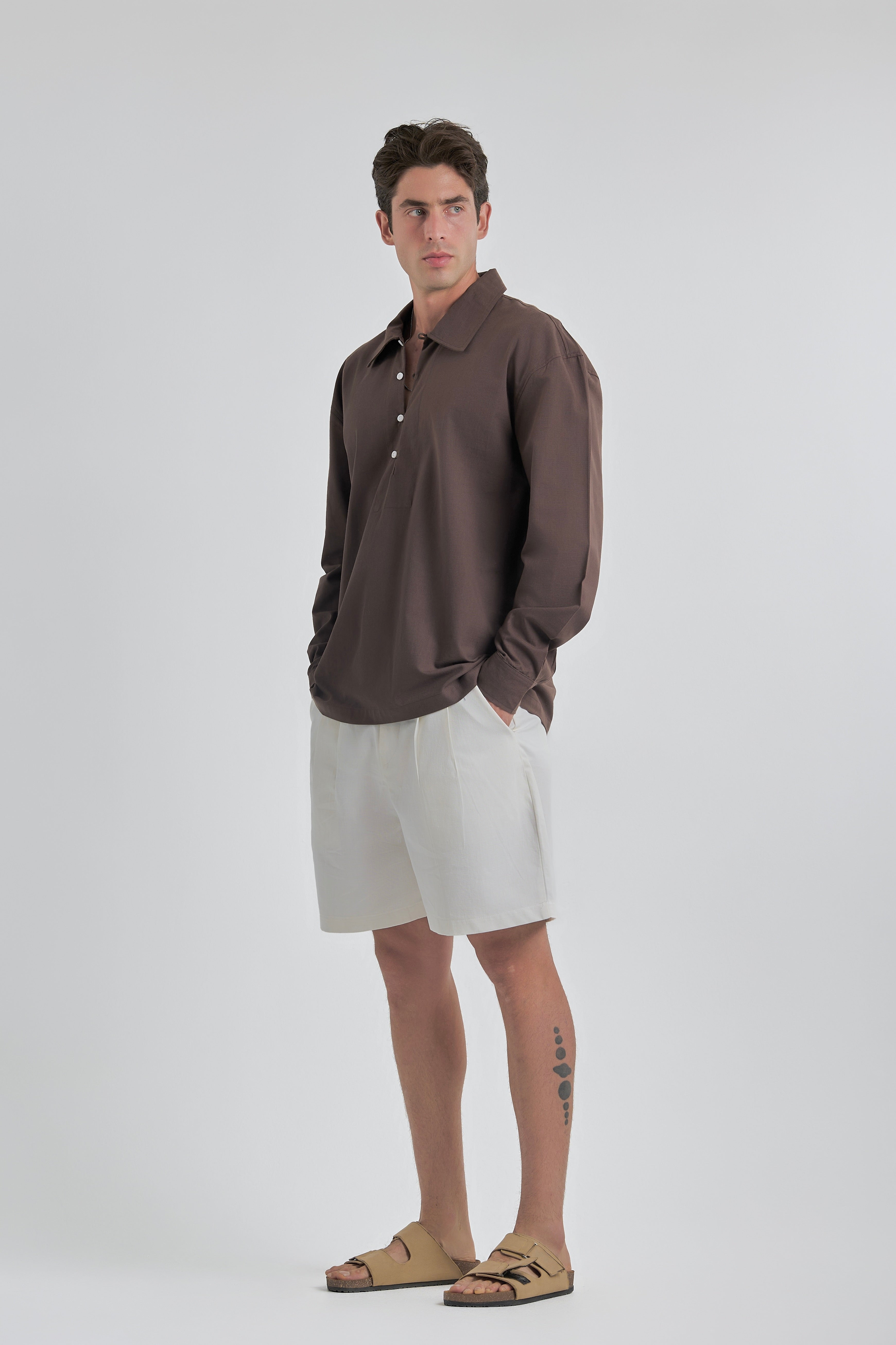 Brown Riviera Linen Polo