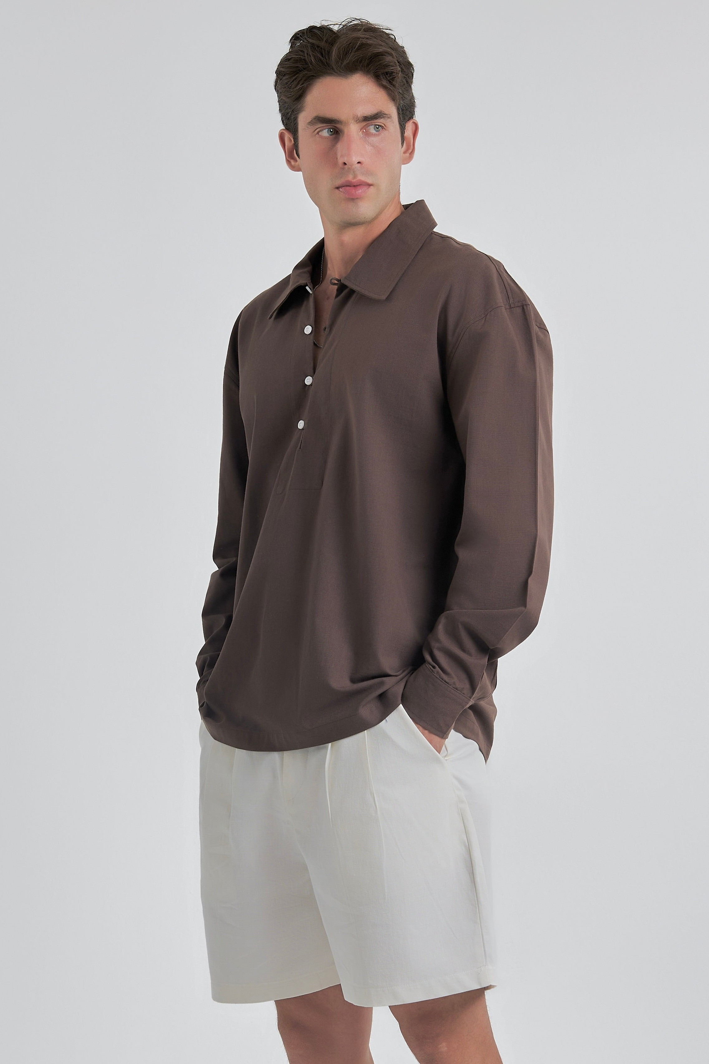 Brown Riviera Linen Polo