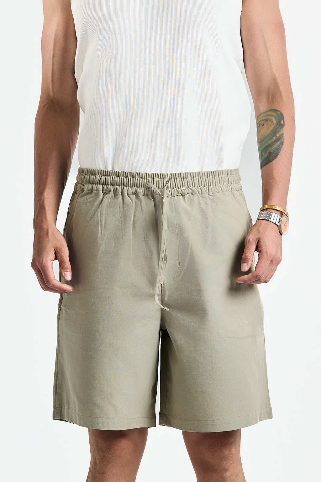 Sage green linen Shorts