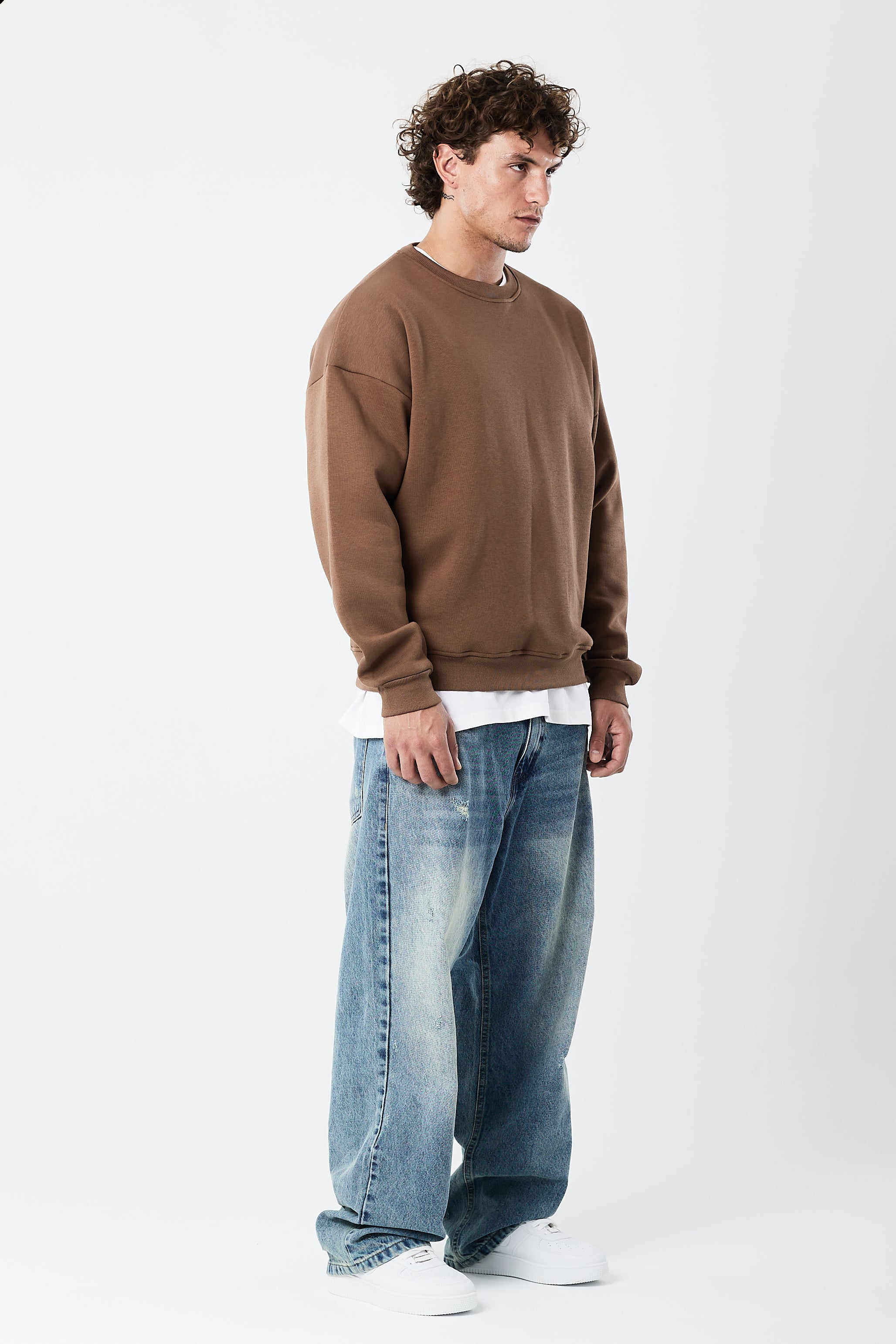 Crewneck sweatshirt Coffee brown