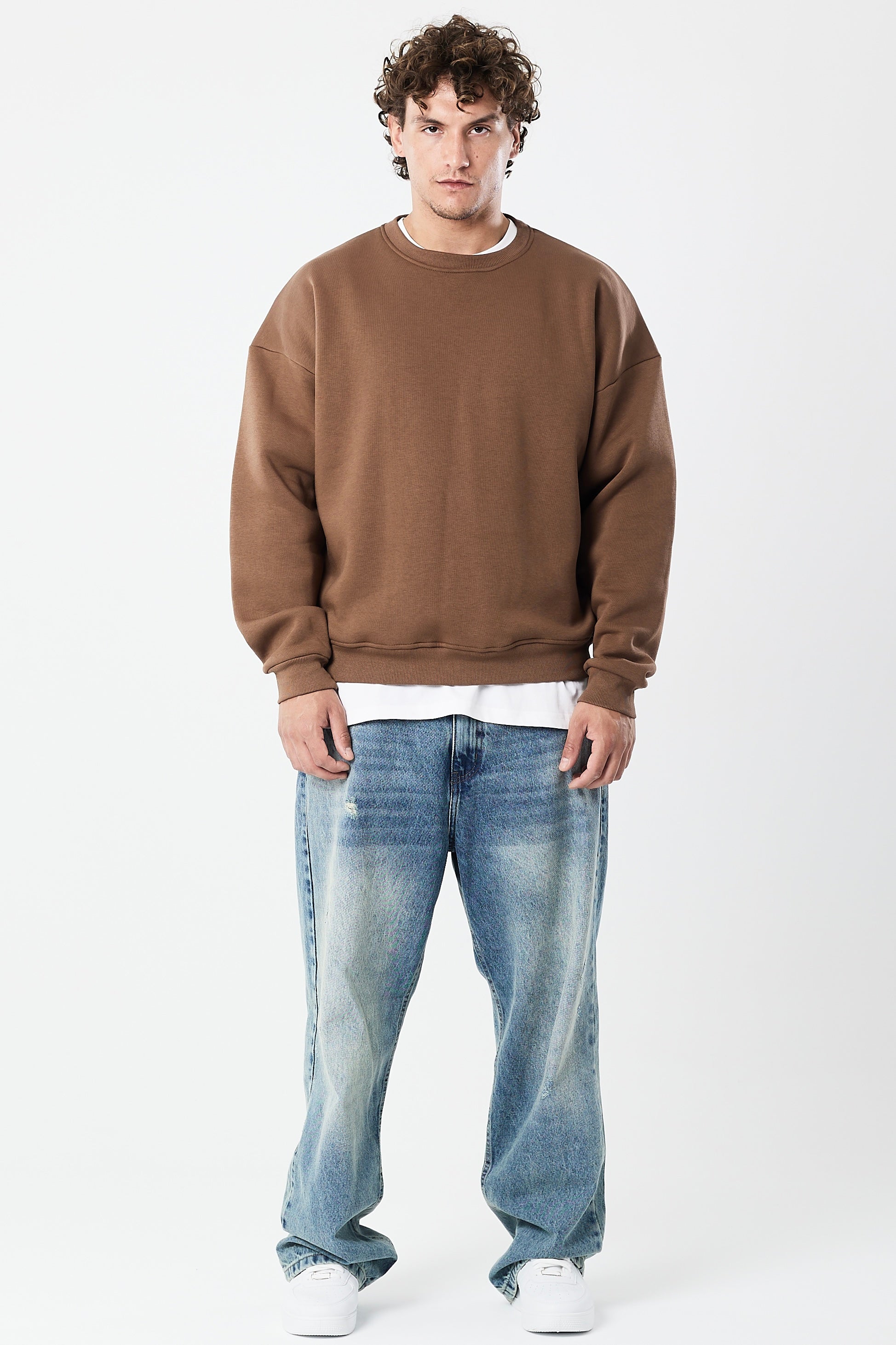 Crewneck sweatshirt Coffee brown