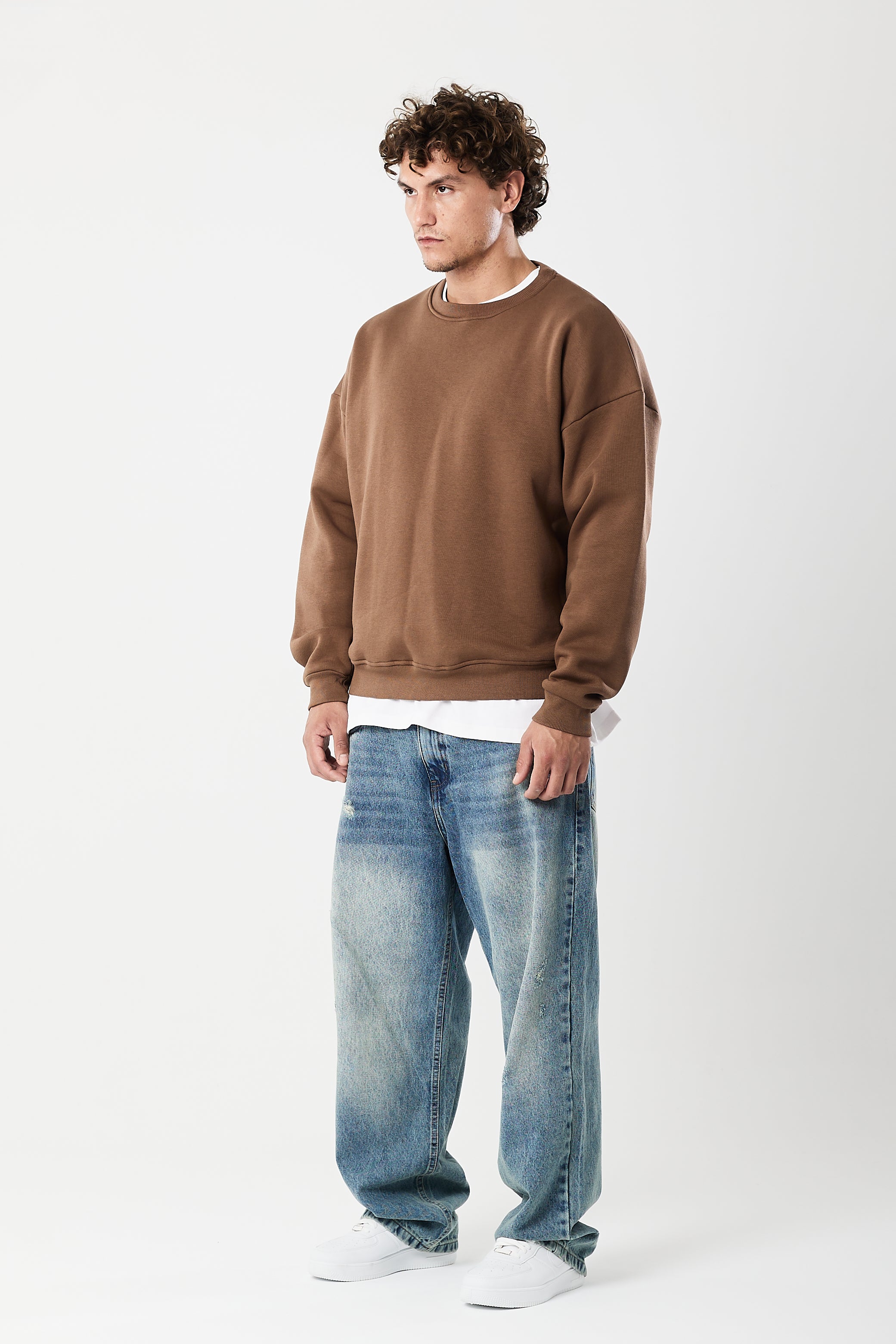 Crewneck sweatshirt Coffee brown
