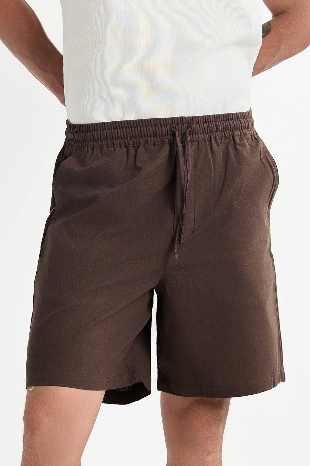 Brown linen shorts
