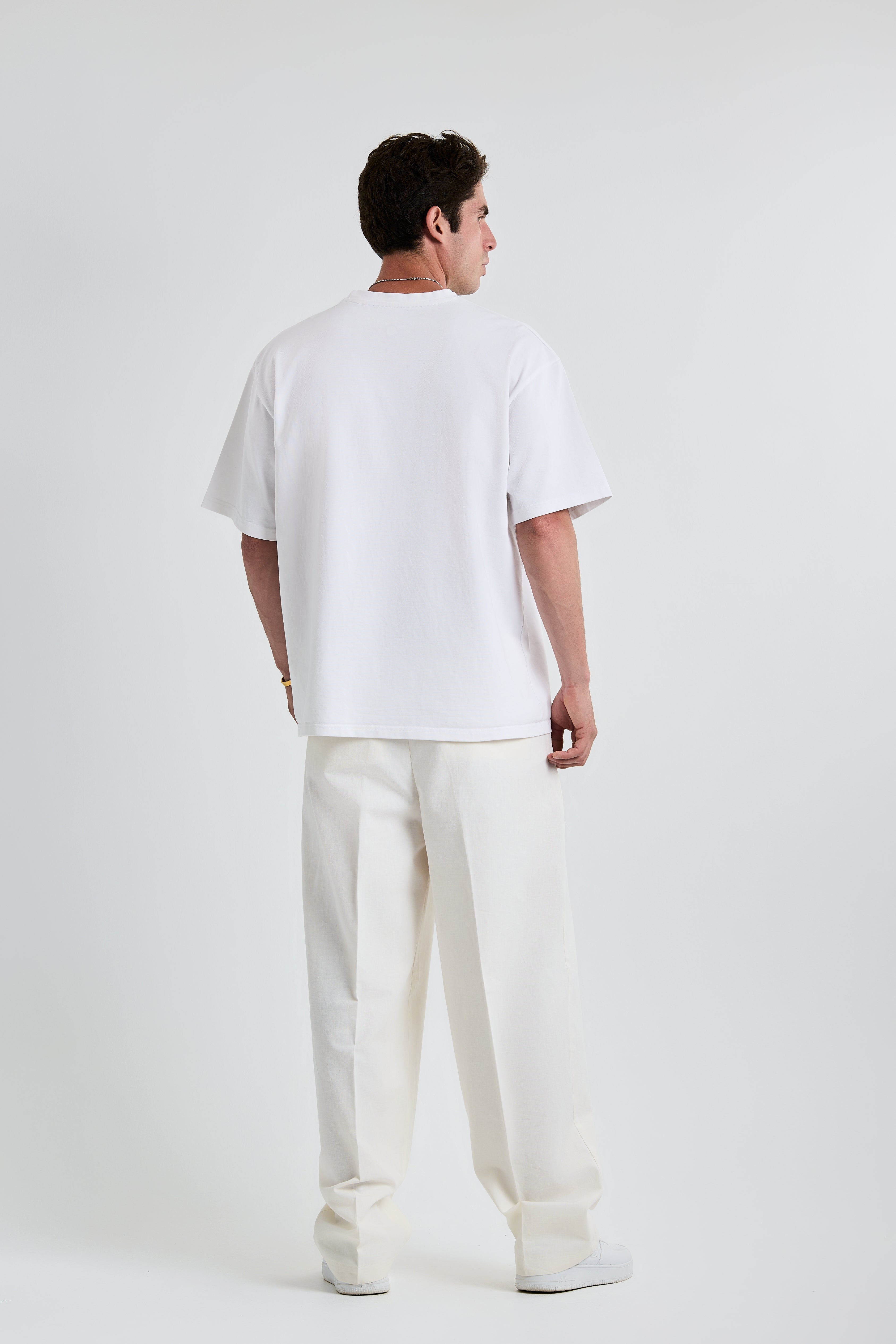 Off-White Baggy Pleated Linen Pants
