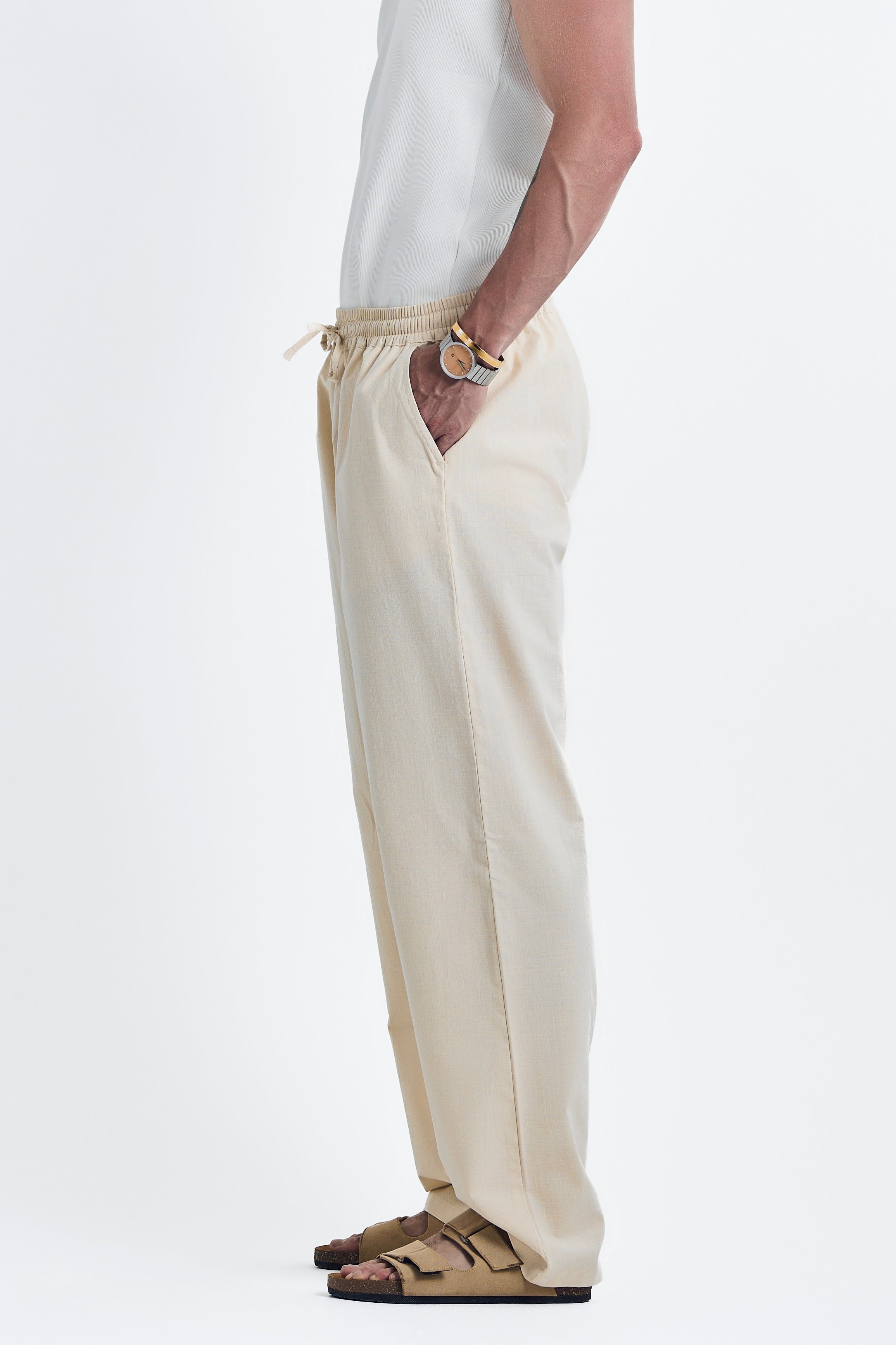Beige linen pants