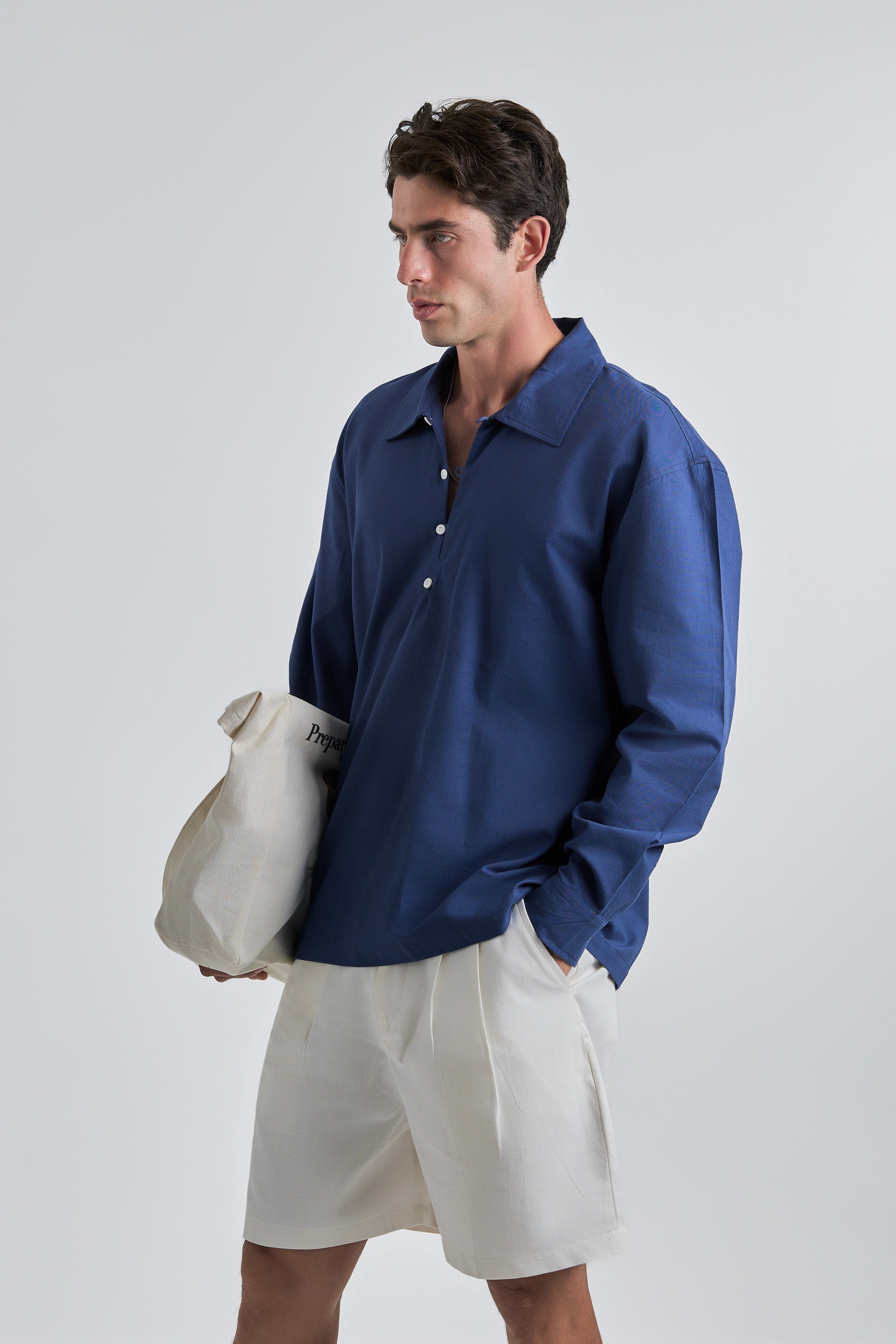 Blue Riviera linen polo