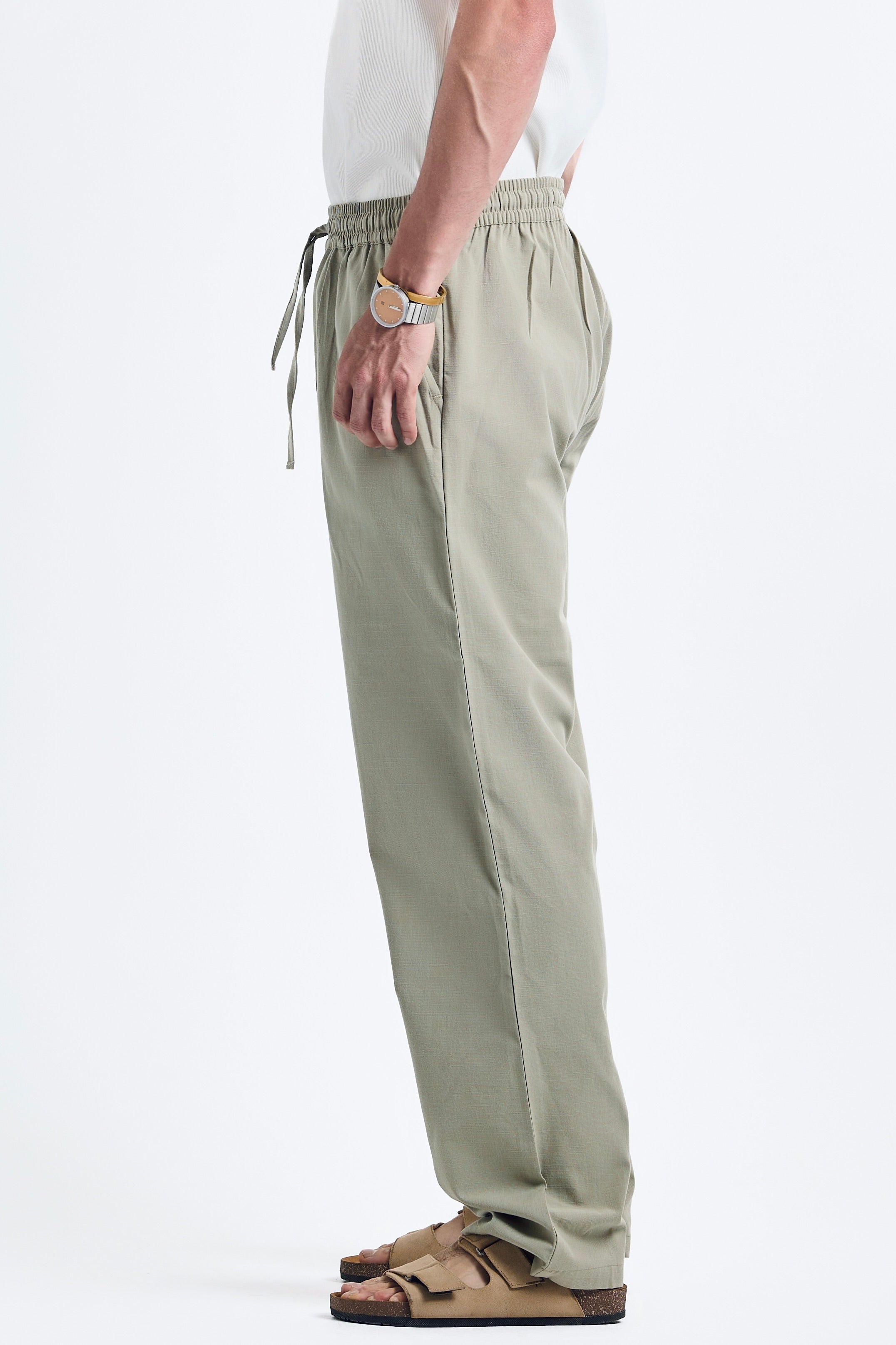 Sage green linen pants