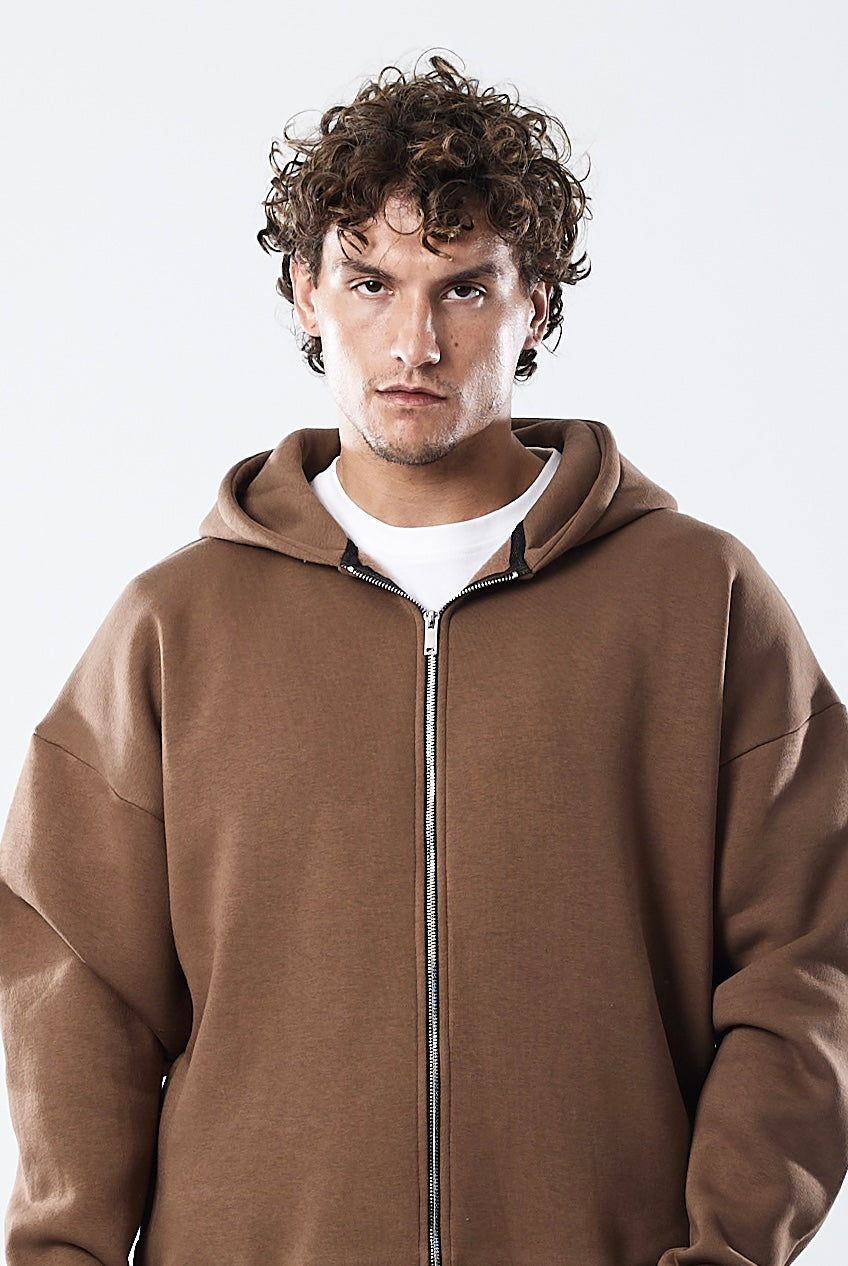Zip-up hoodie v2 coffee brown