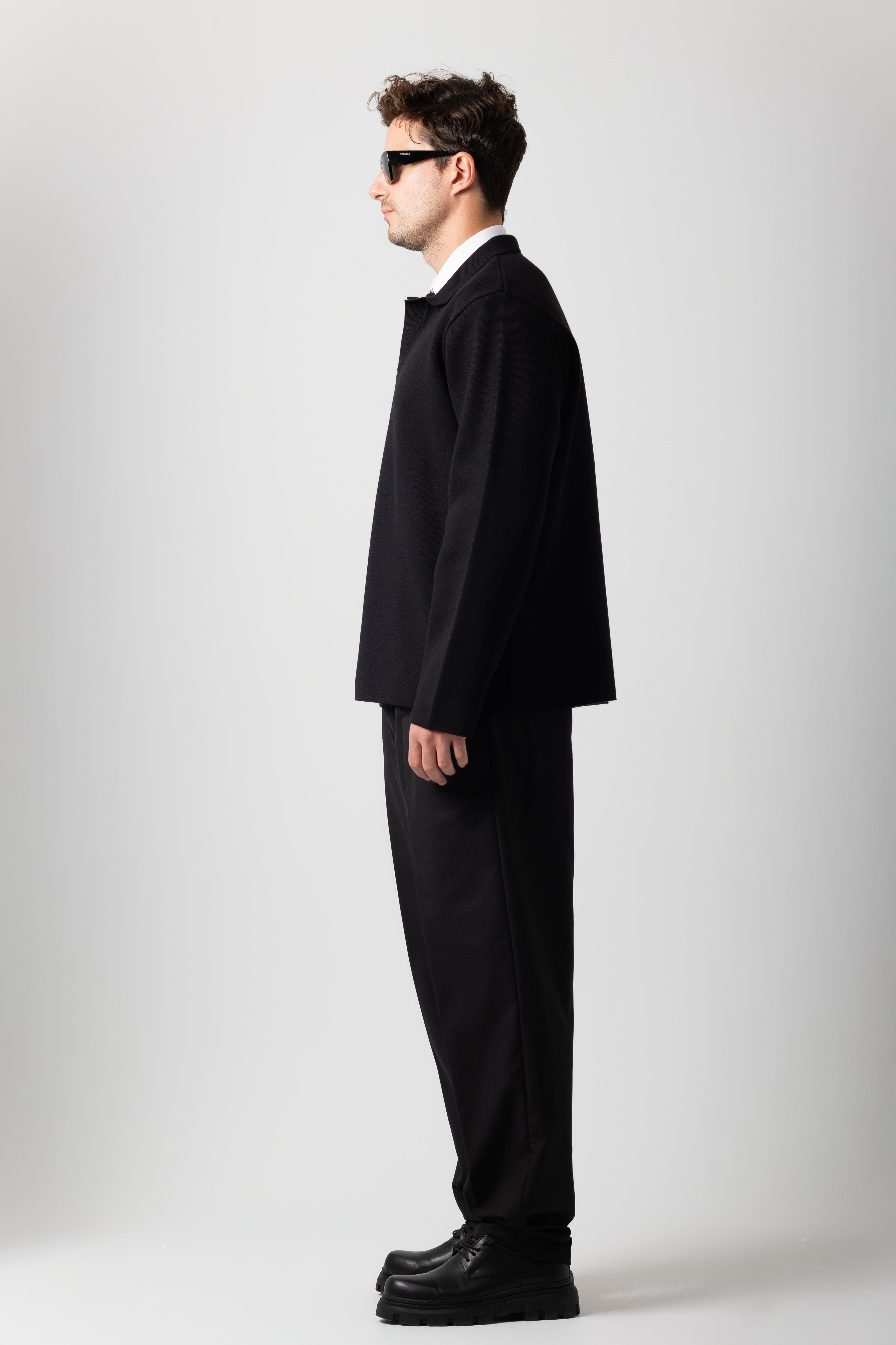 Black Wide-Leg Tailored Pants