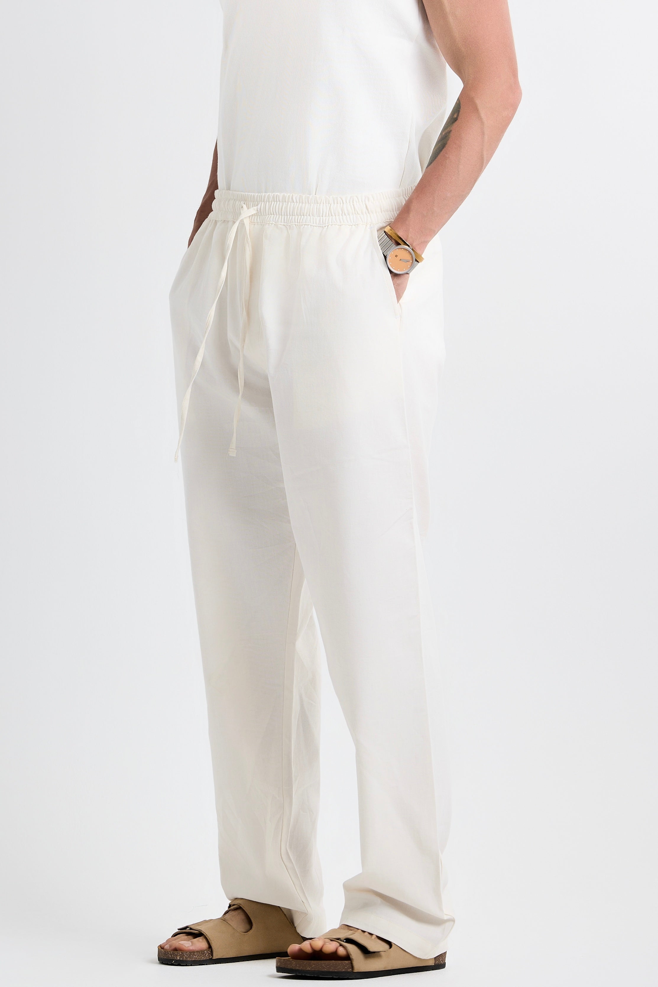 Off-white linen pants