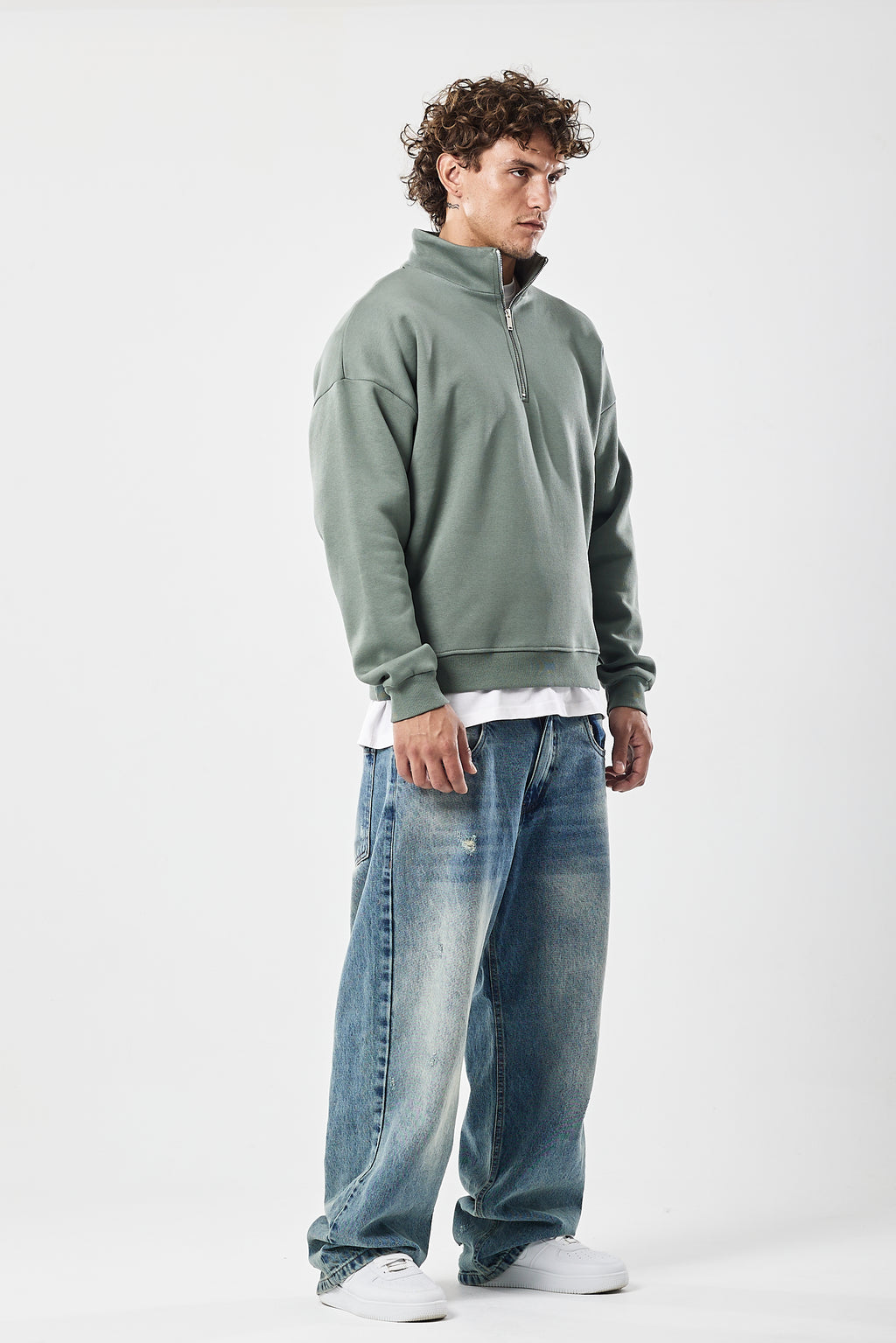 Half-zip sweatshirt Sage Green