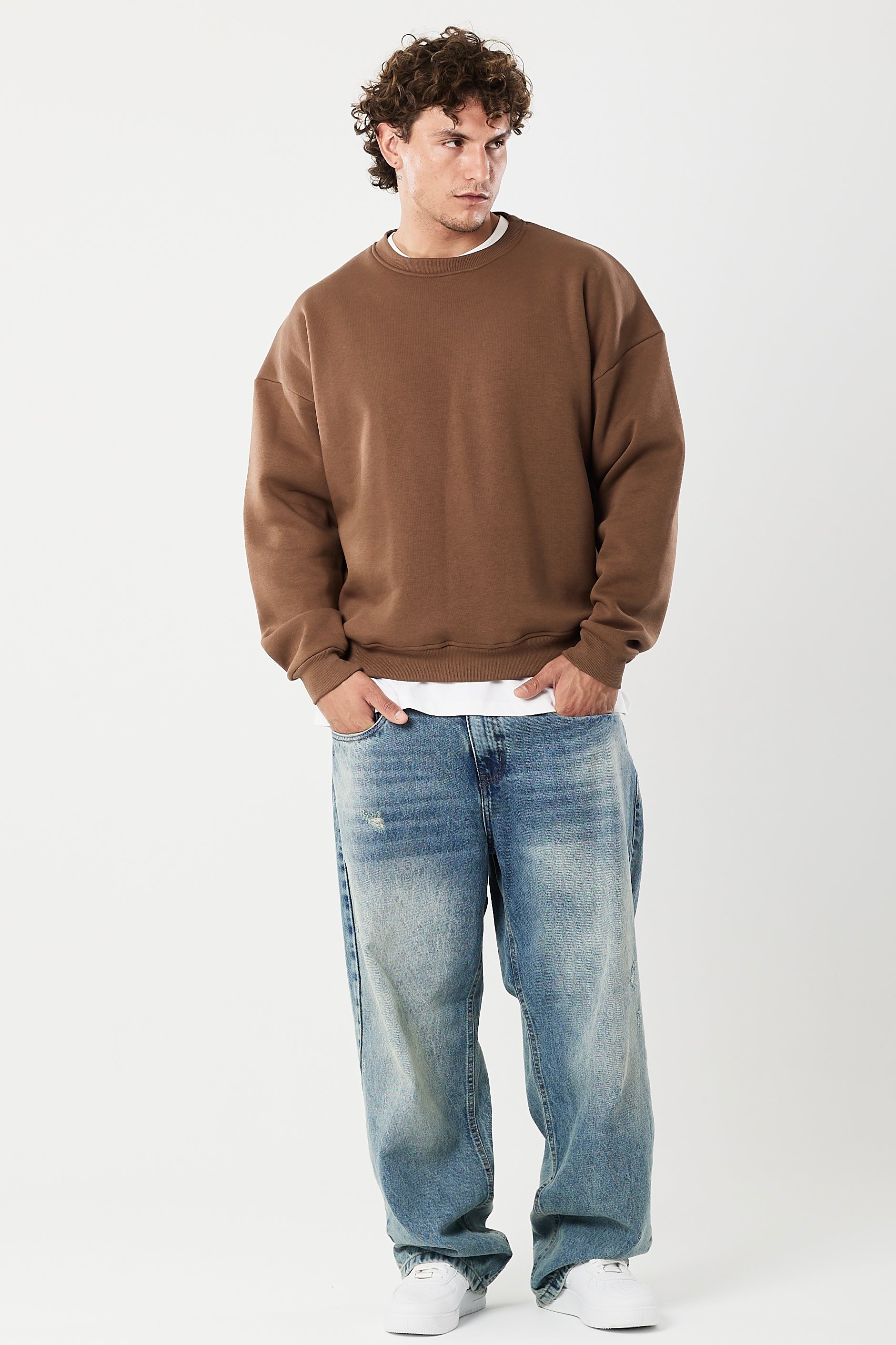 Crewneck sweatshirt Coffee brown