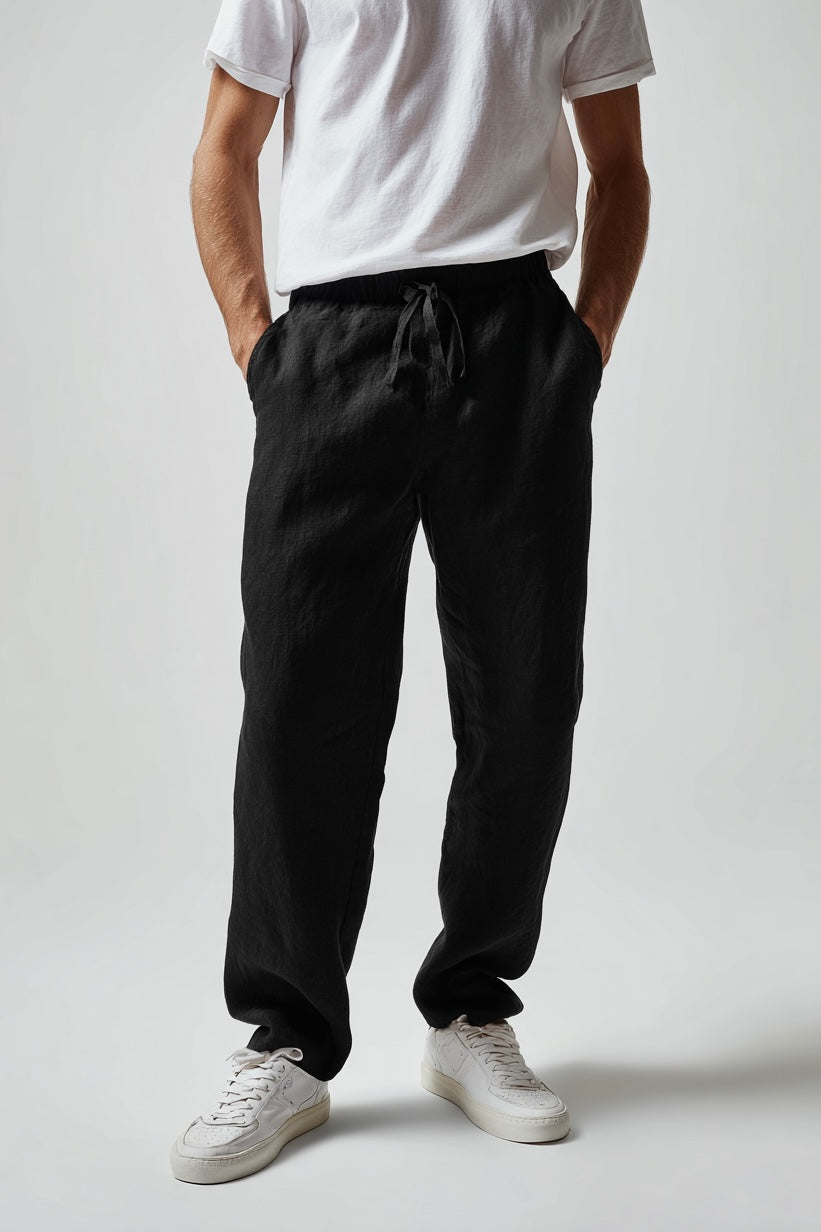 French Light Weight Linen pants black