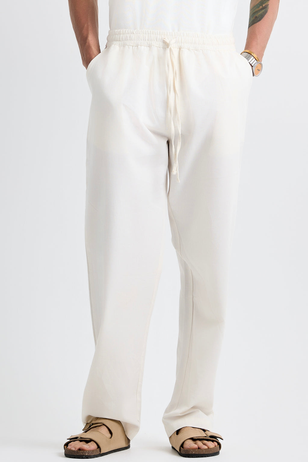 Off-white linen pants