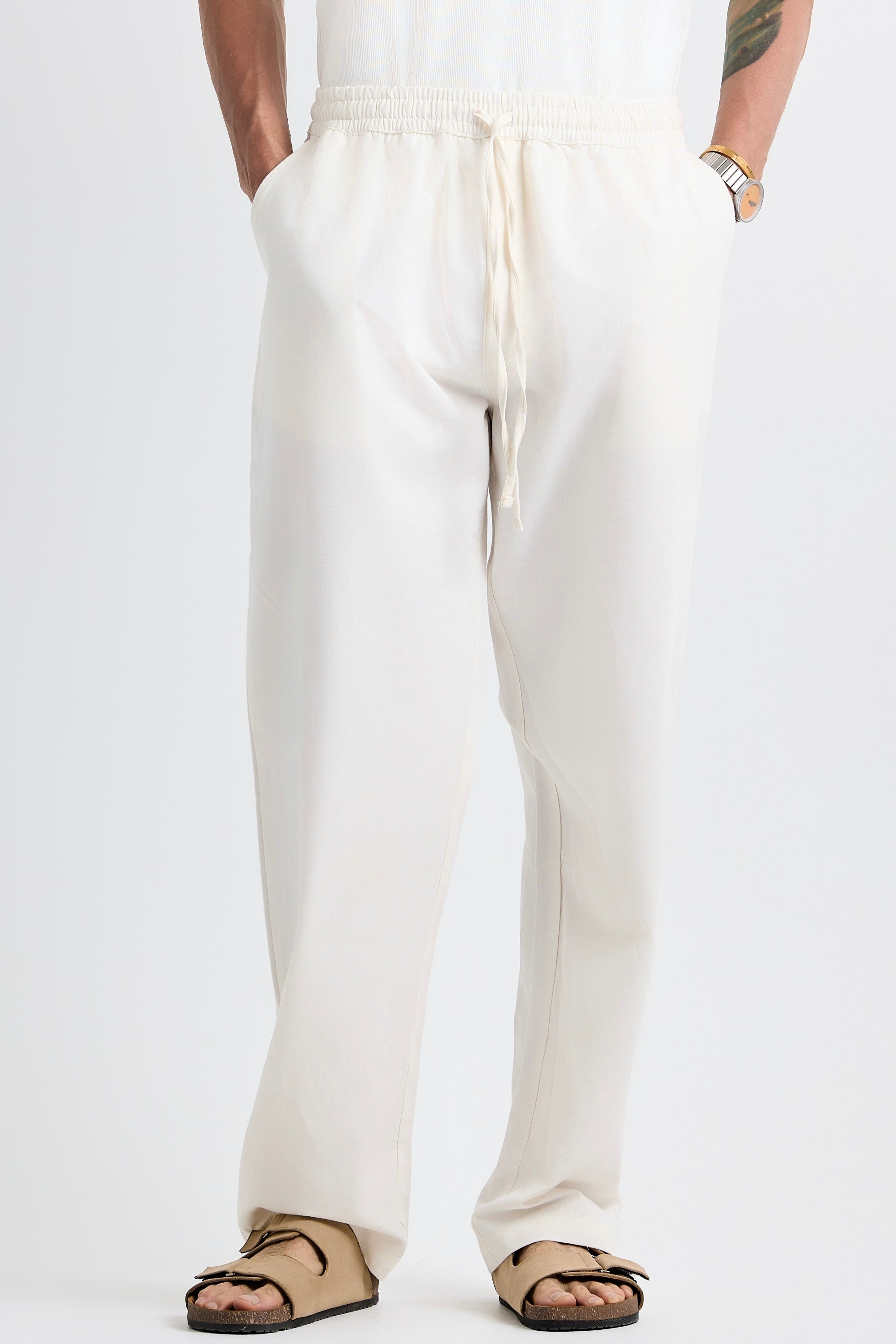 Off-white linen pants