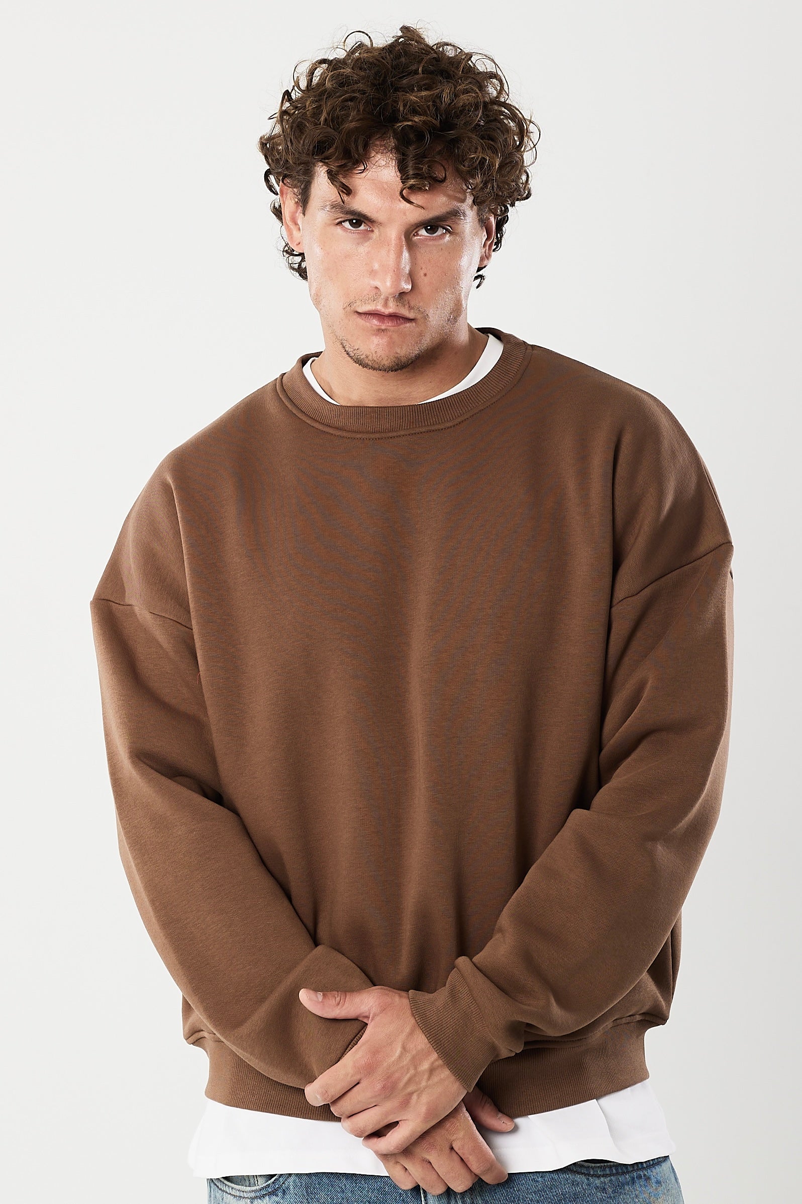 Crewneck sweatshirt Coffee brown