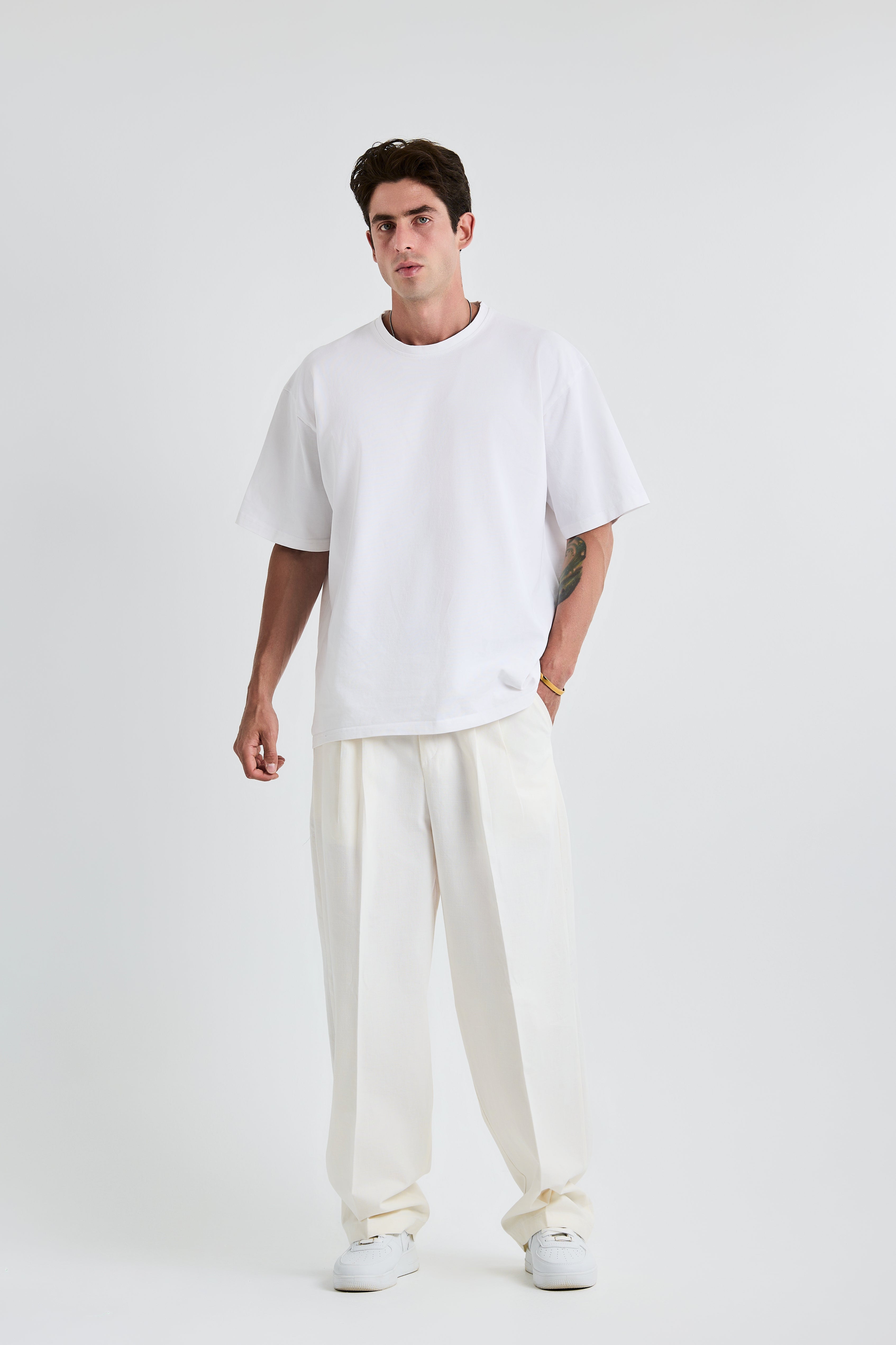 Off-White Baggy Pleated Linen Pants