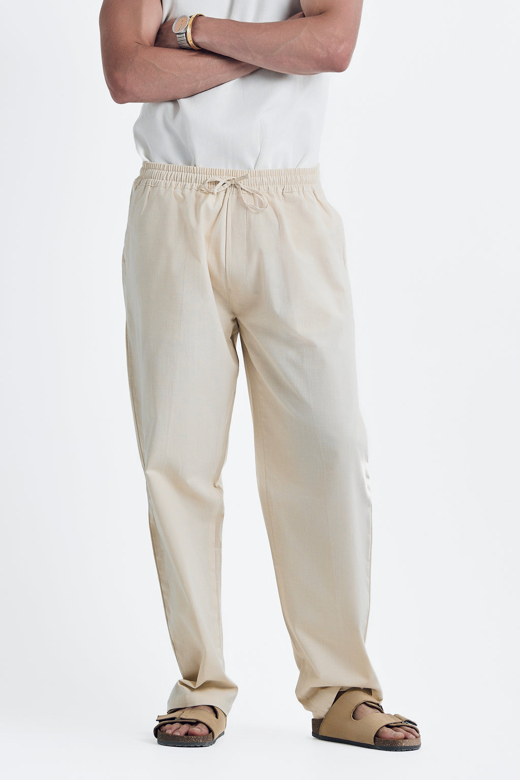 Beige linen pants