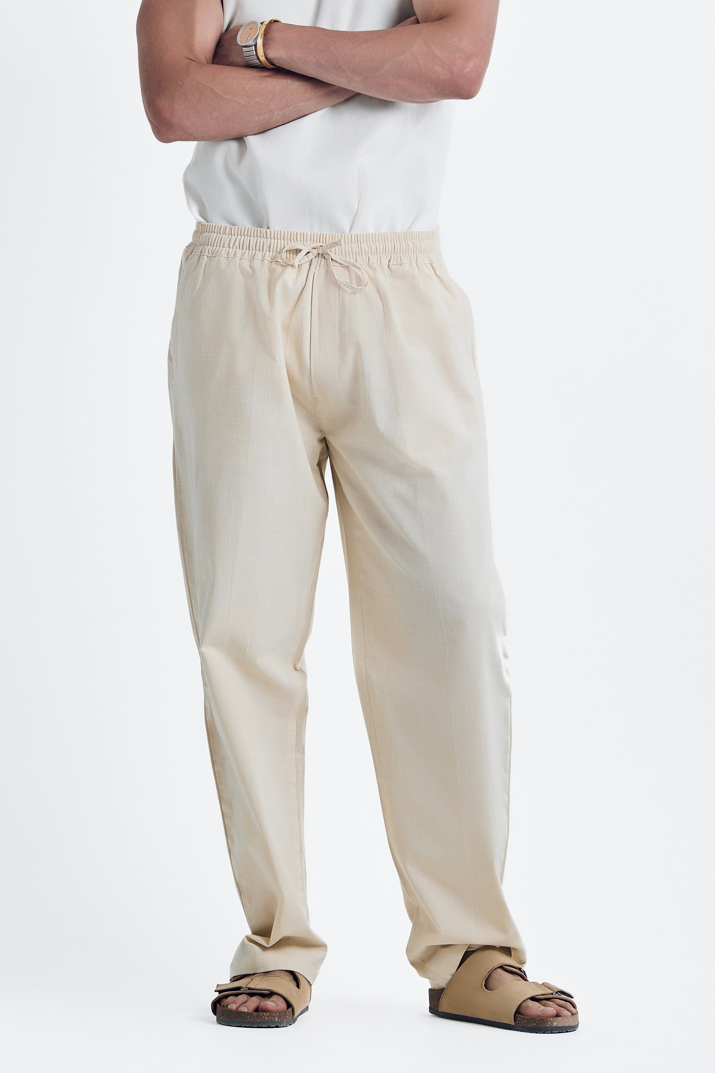 Beige linen pants