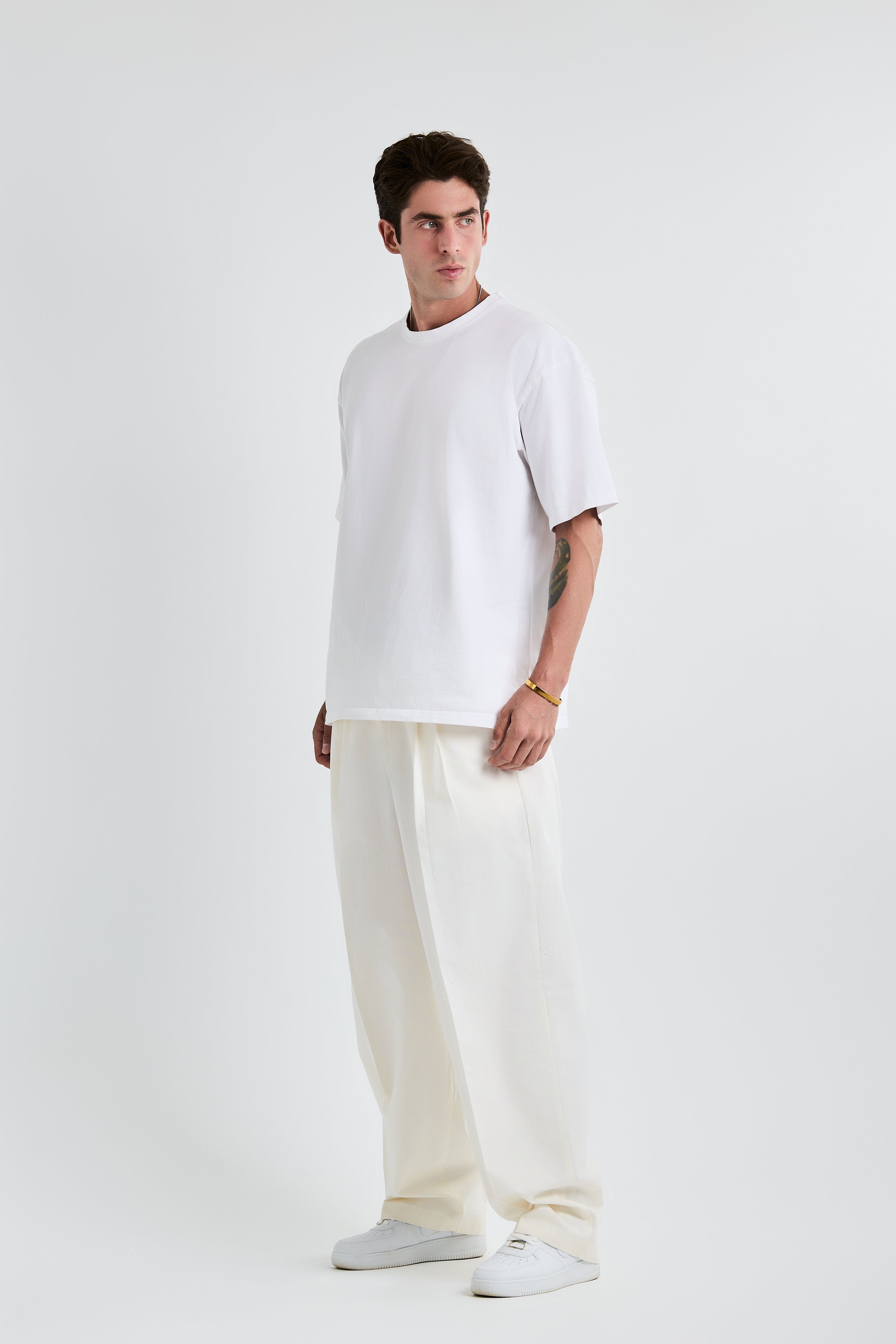 Off-White Baggy Pleated Linen Pants