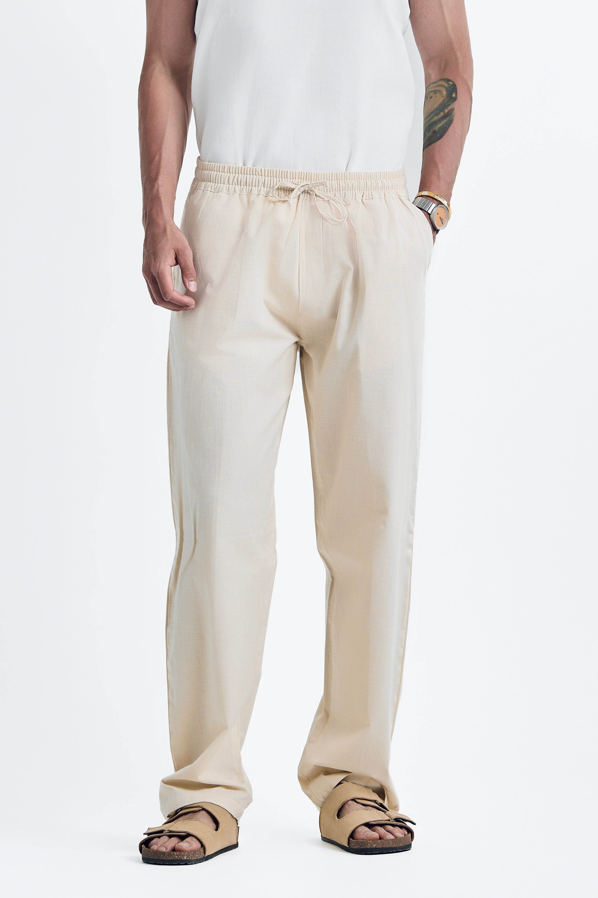 Beige linen pants