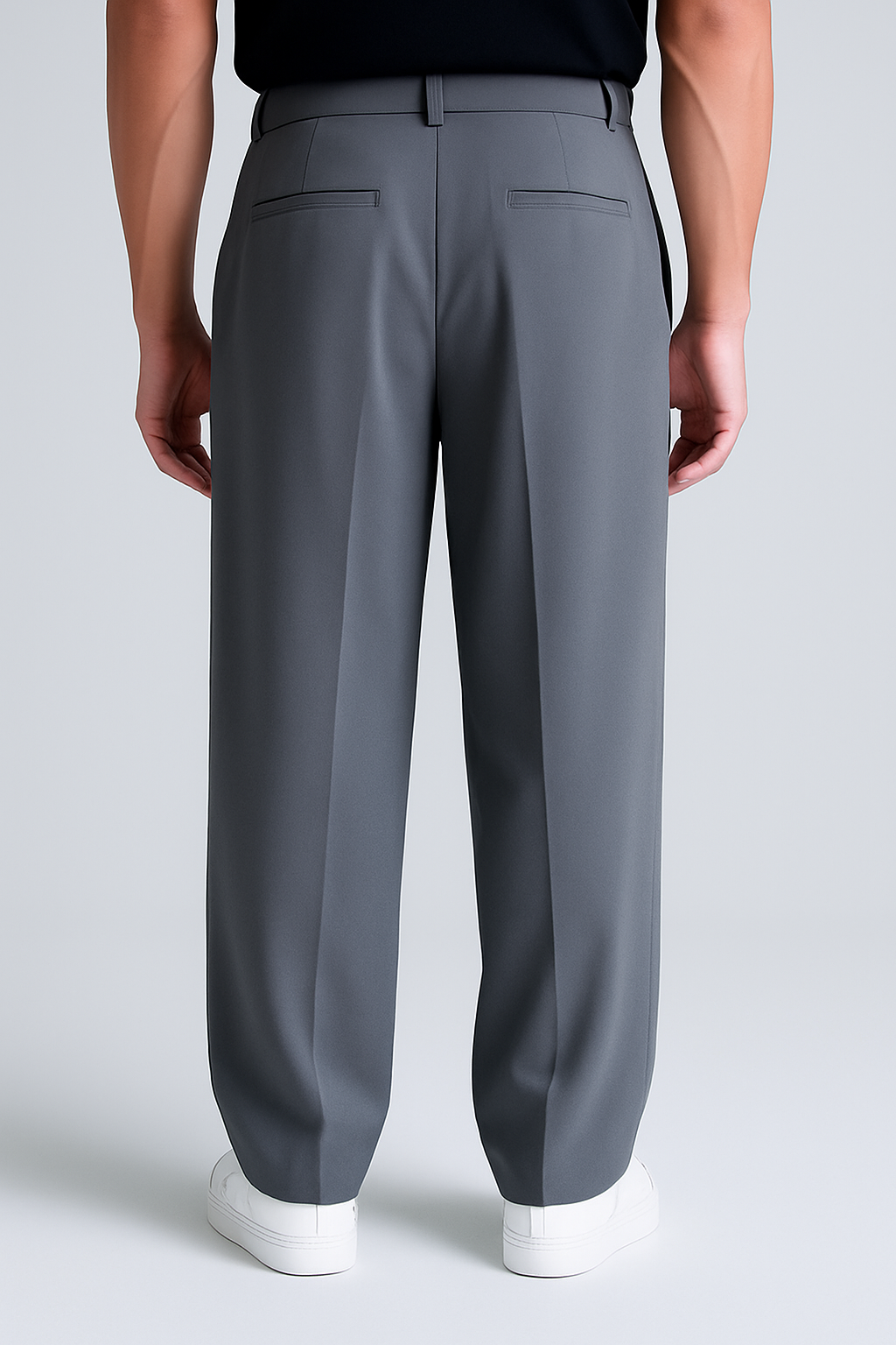 PLEATED WIDE-LEG TROUSERS GREY